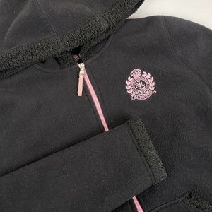 Lauren Ralph Lauren Jacket Women's Size Medium Black Pink‎ Accent Logo Hooded